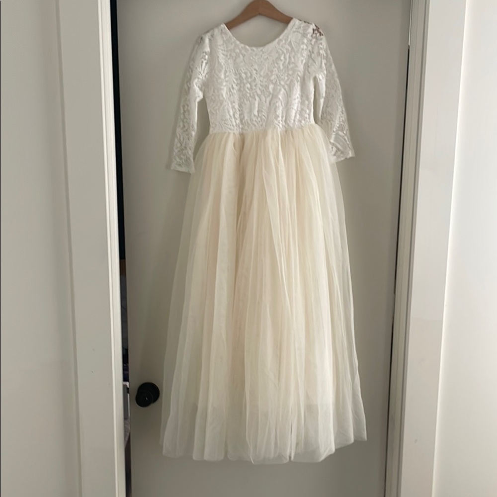 Elegant White and Cream Lace Dress